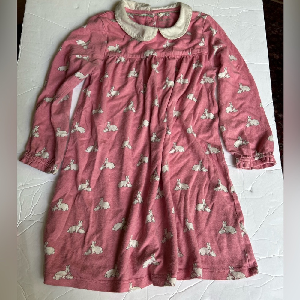 Baby Boden Pink Bunny Print Dress size 3-4